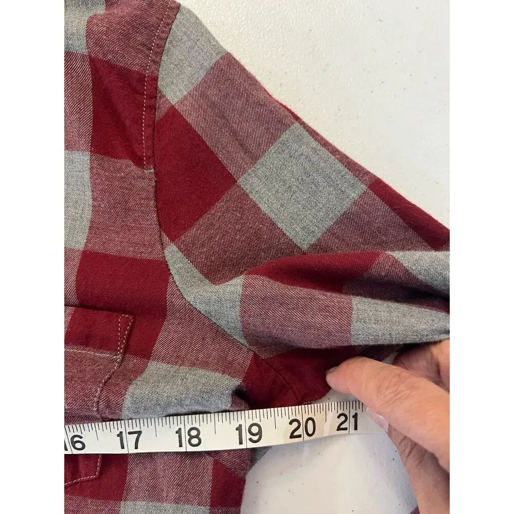 J Crew Shirt Flannel Womens Medium The Perfect Shirt Plaid Button Front Red Gray - Picture 9 of 10